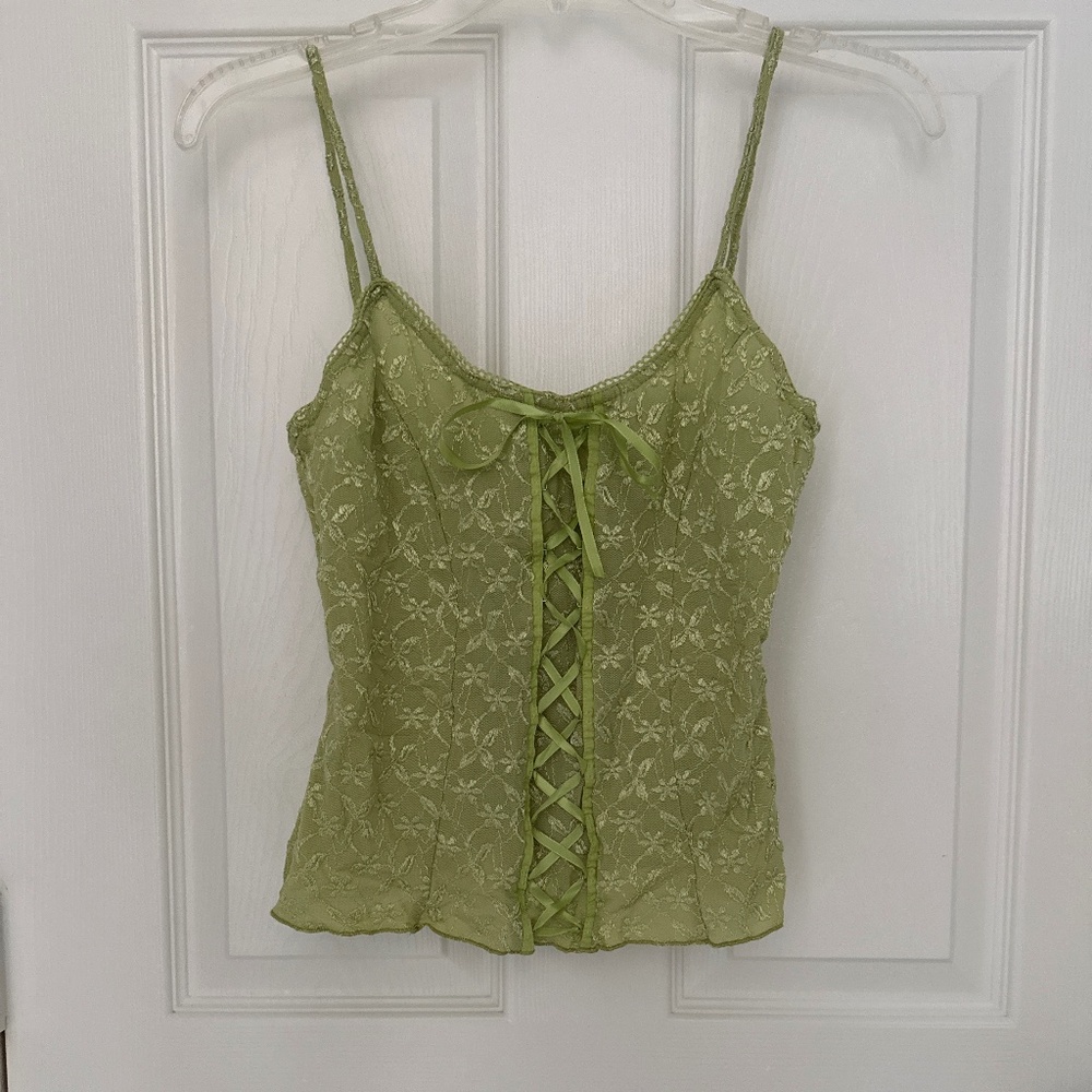 IZ Byer California Lime Green Embroidered Corset Camisole JL NEW WITHOUT TAGS